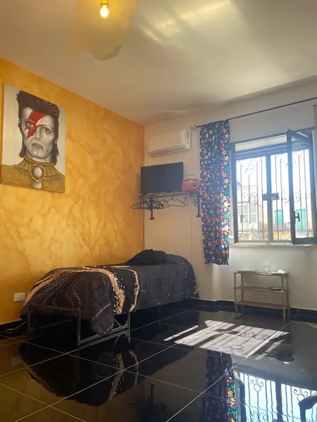 Letto del monolocale Rock sotto il David Bowie dorato